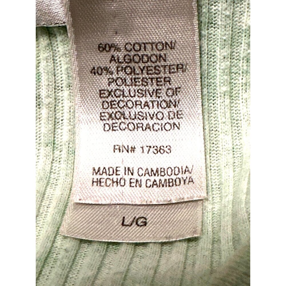 Adonna Lounge Set Green Ribbed Tank Top Shorts Navy Embroidery Size Large - Picture 11 of 16